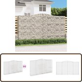 vidaXL Gabions 5 pcs Courbé 400x50x220/240 cm Fer - Panier à gabions - Paniers à gabions - Gabion - Mur de gabions