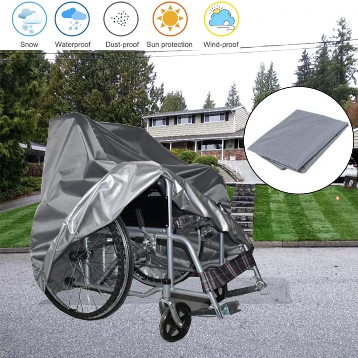 Goedkoopste Rolstoel Beschermhoes - Rolstoelhoes - Rolstoelhoezen - 115 75 130cm - Beschermingshoes voor rolstoelen - Universeel - grijs - 210D Oxford - Waterdicht - stof bestendig - UV-bescherming