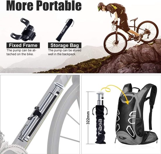 Mini-fietspomp - Draagbare luchtpomp - 210 psi — afbeelding 5