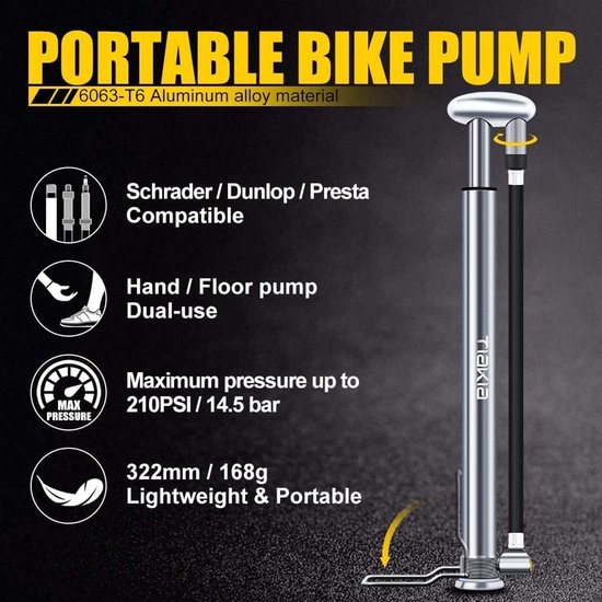 Mini-fietspomp - Draagbare luchtpomp - 210 psi — afbeelding 3