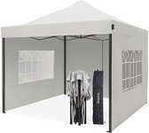 LifeGoods Partytent - 3x3 m - Zijwanden - Easy Up - Paviljoen - Opvouwbaar - Waterdicht - Draagtas met Wieltjes - Wit
