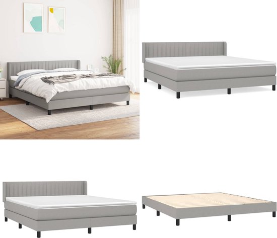 vidaXL Boxspring avec matelas Tissu Gris clair 180x200 cm - Boxspring - Sommiers - Lit - Meubles de couchage