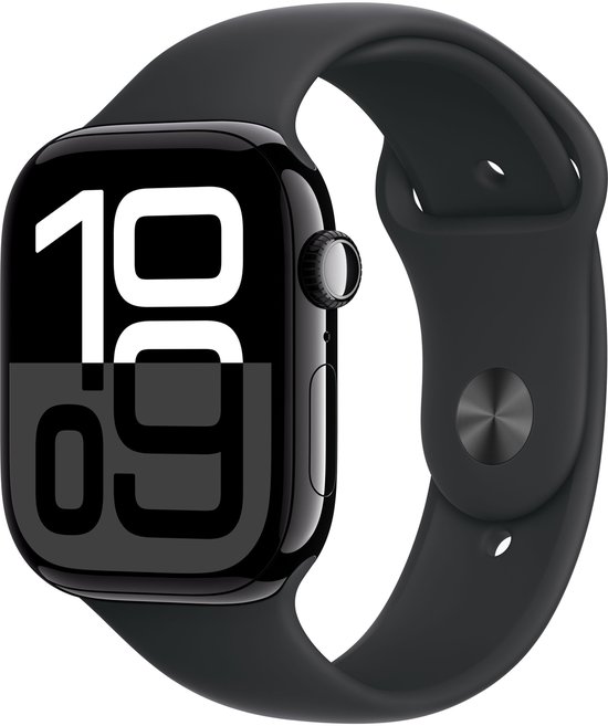 Apple Watch Series 10 – Wifi – 46mm – Zwarte Aluminium Case met Zwart Sportbandje – M/L