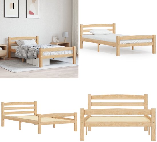 vidaXL Cadre de lit Bois de pin massif 90x200 cm - Cadre de lit - Cadre de lit - Cadre de lit - Cadres de lit