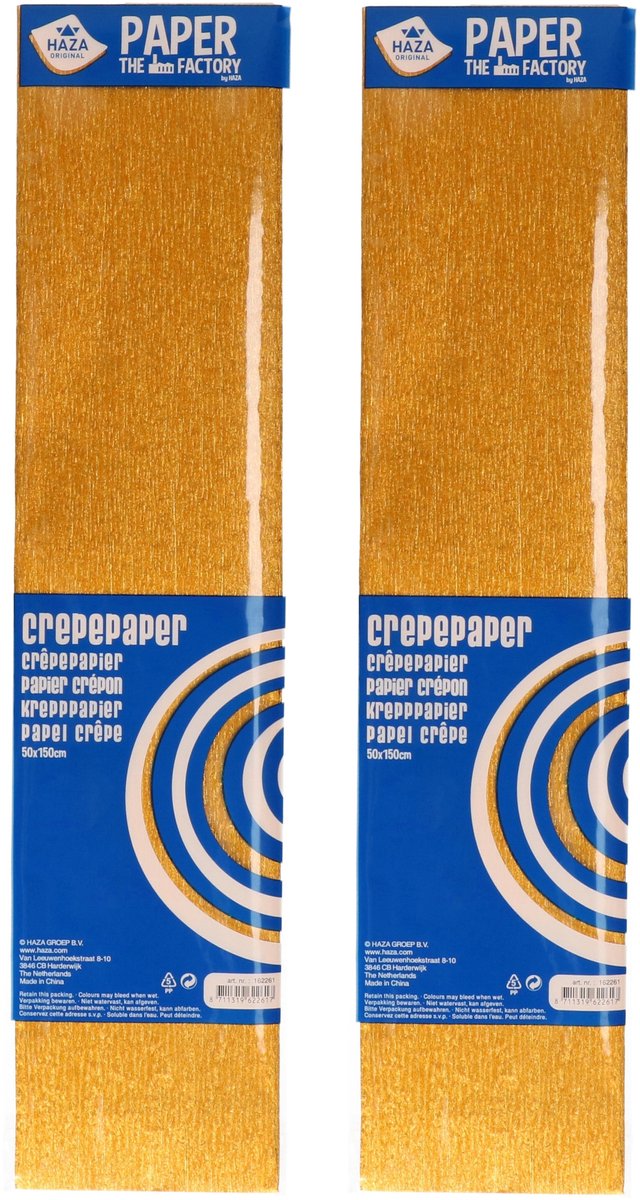 Crepe alu papier plat glitter goud - 2x - 150 x 50 cm - Knutselen met papier - Knutselspullen