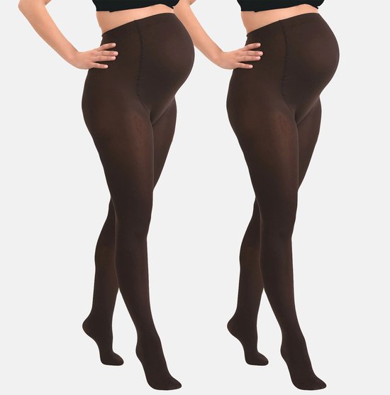 Mamsy - Lot de 2 collants de maternité opaques 60 deniers - Marron foncé - XL