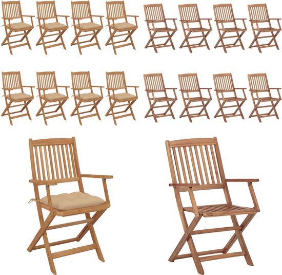 Tuinstoelen inklapbaar 2 st massief acaciahout en textileen