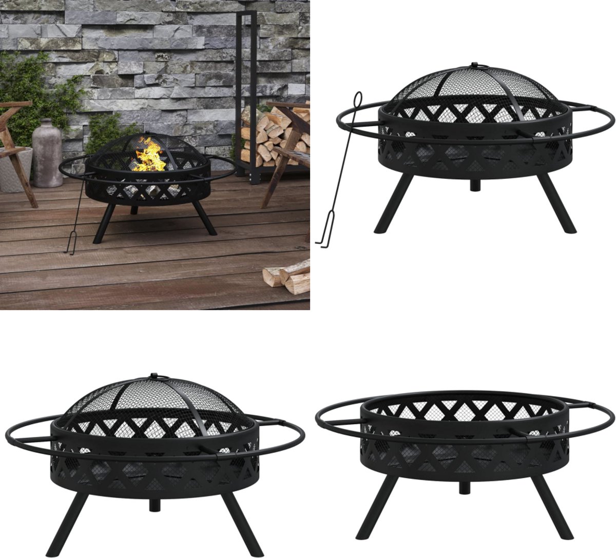 vidaXL - Vuurplaats - met - pook - XXL - 70 - cm - staal