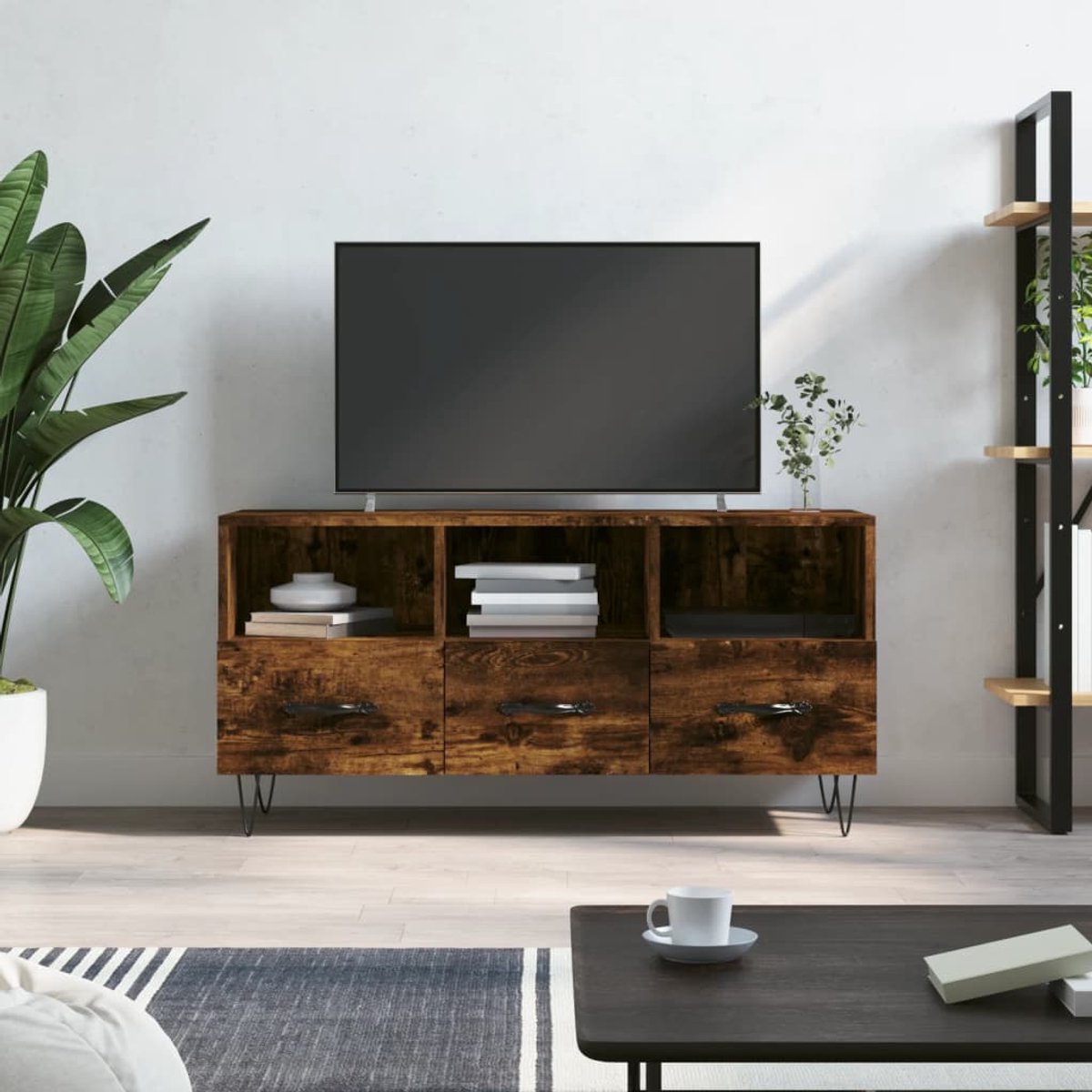vidaXL Tv-meubel - Tv-meubelen - Tv Kast - Opbergkast - Tv-meubel 102x36x50 cm bewerkt hout gerookt eikenkleurig