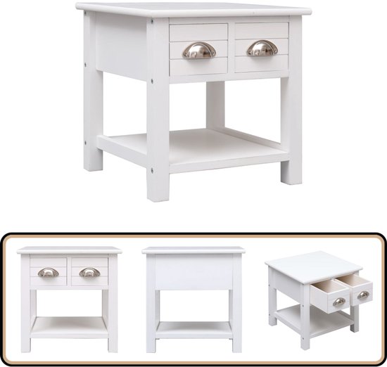 Hoogglans Witte Salontafel 51x50x44 cm - Trendy Bijzettafel voor de Woonkamer