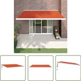 Auvent extensible The Living Store - 4,5 x 3 m (L x l) - Polyester Oranje/marron - Cadre en aluminium thermolaqué