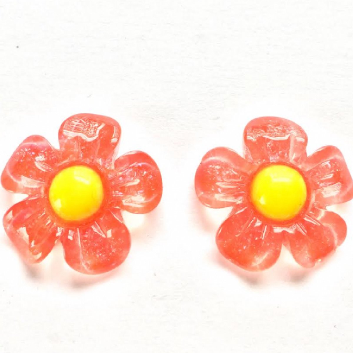 Bloem oorclips Rood