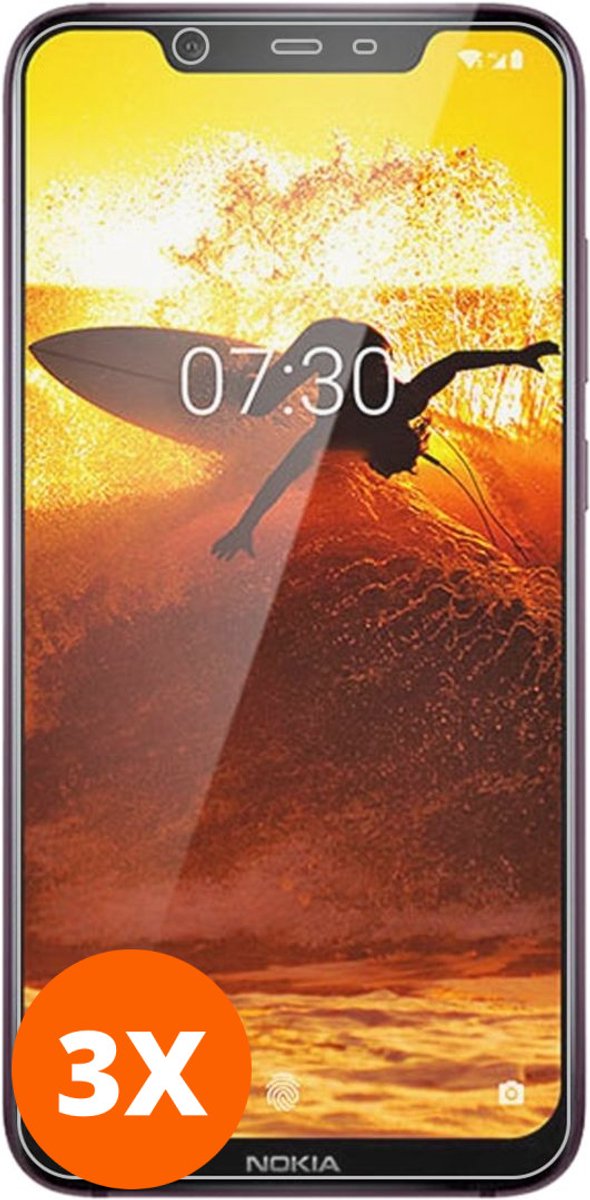 Mobigear Screenprotector geschikt voor Nokia 8.1 Glazen | Mobigear Screenprotector - Case Friendly (3-Pack)