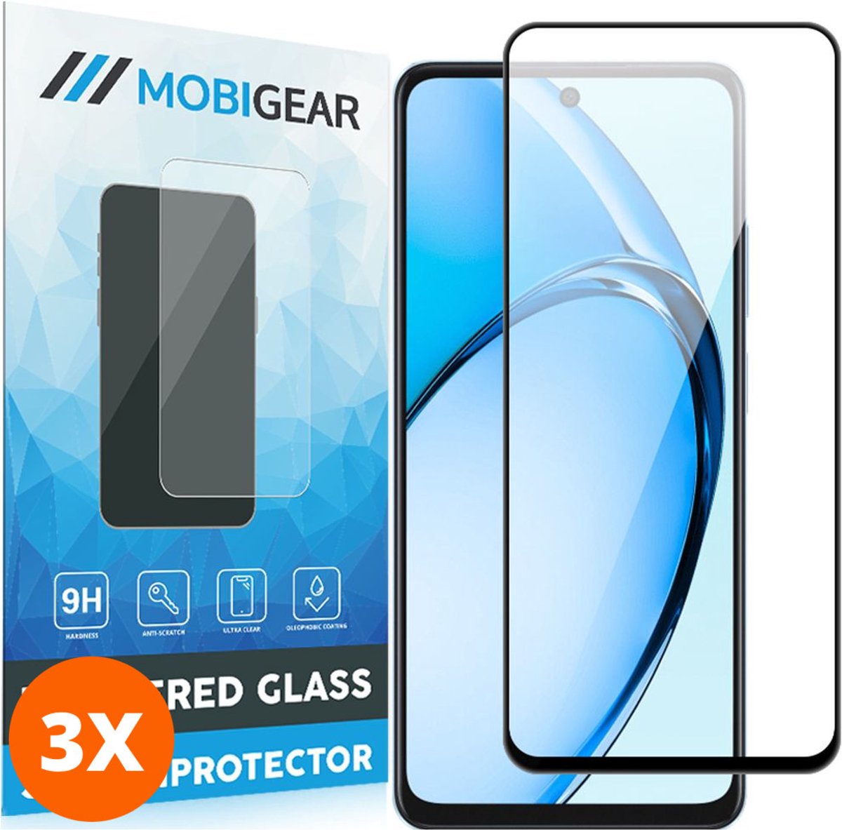 Mobigear Screenprotector geschikt voor OPPO A60 Glazen | Mobigear Premium Screenprotector - Case Friendly (3-Pack)