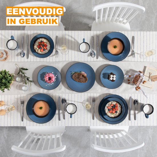 Morencia Serviesset - 48 delig - 8 persoons - Sky blauw - Dinerborden - Bordenset - Diepe borden - Ontbijtborden - Servies - Keukenservies — afbeelding 3