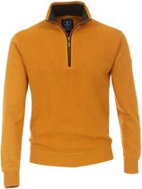 Pull skipper Redmond pour homme en coton - avec fermeture éclair - structure jaune ocre - Taille : 4XL
