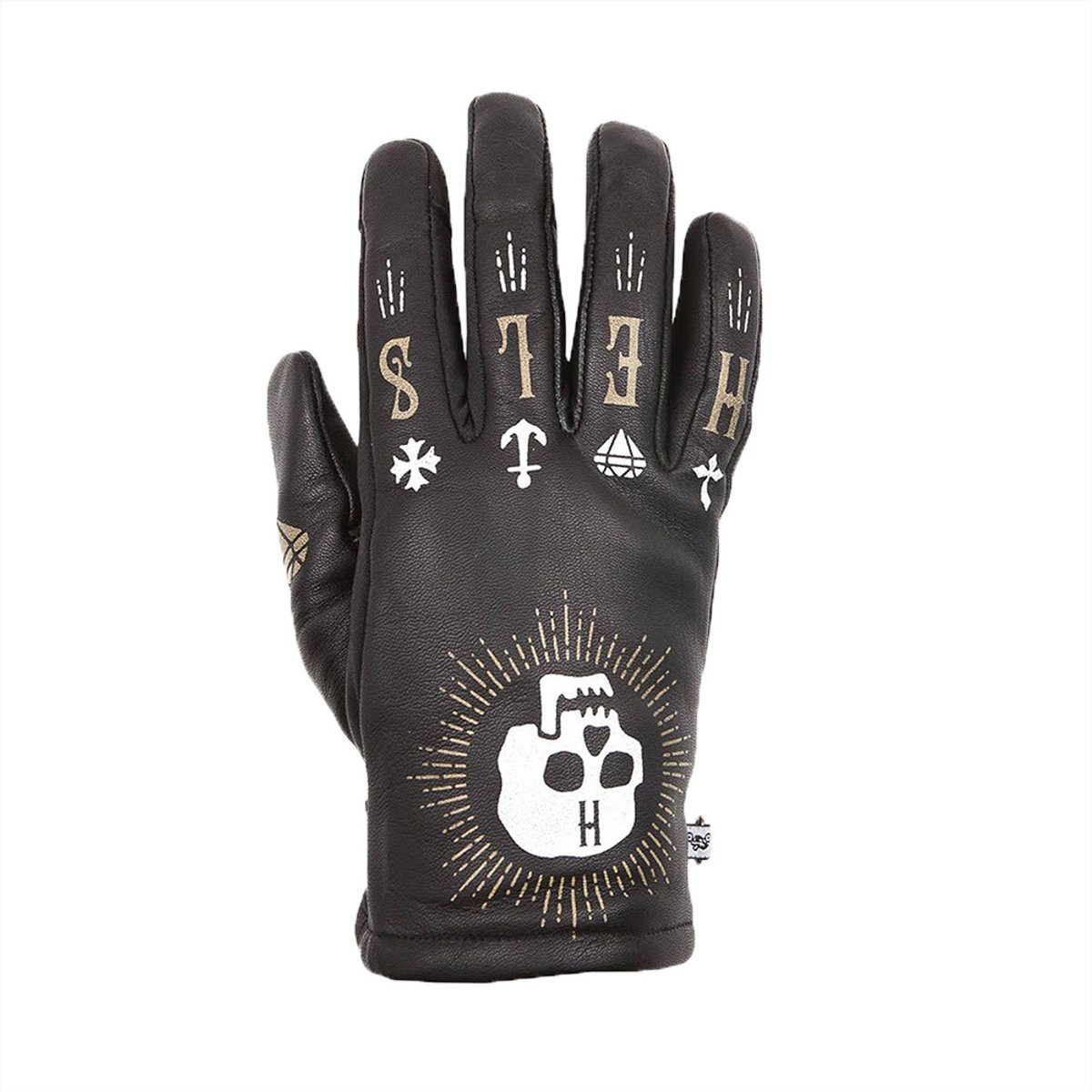 Helstons Grafic Zomer Leren Zwart Skull Handschoenen - Handschoen