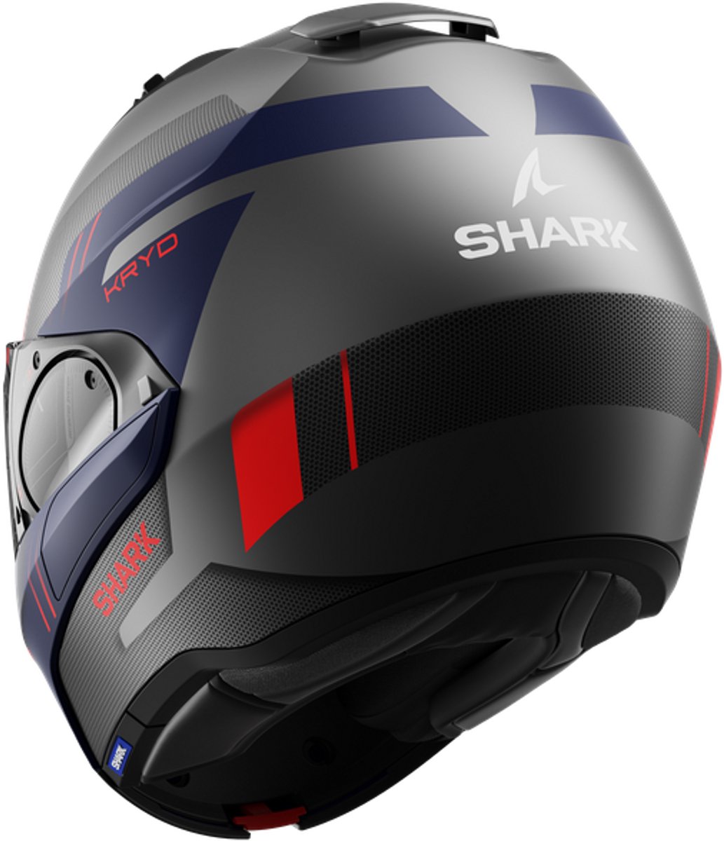 Shark Evo ES Kryd Mat Antraciet Blauw Rood ABR Systeemhelm - Maat XS - Helm – foto 8