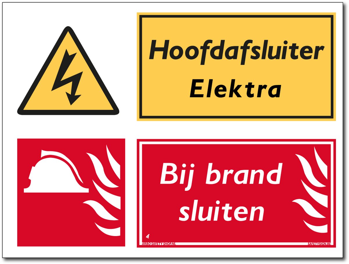 Hoofdafsluiter elektra bord - Bij brand sluiten - Forex - 30 x 40 cm