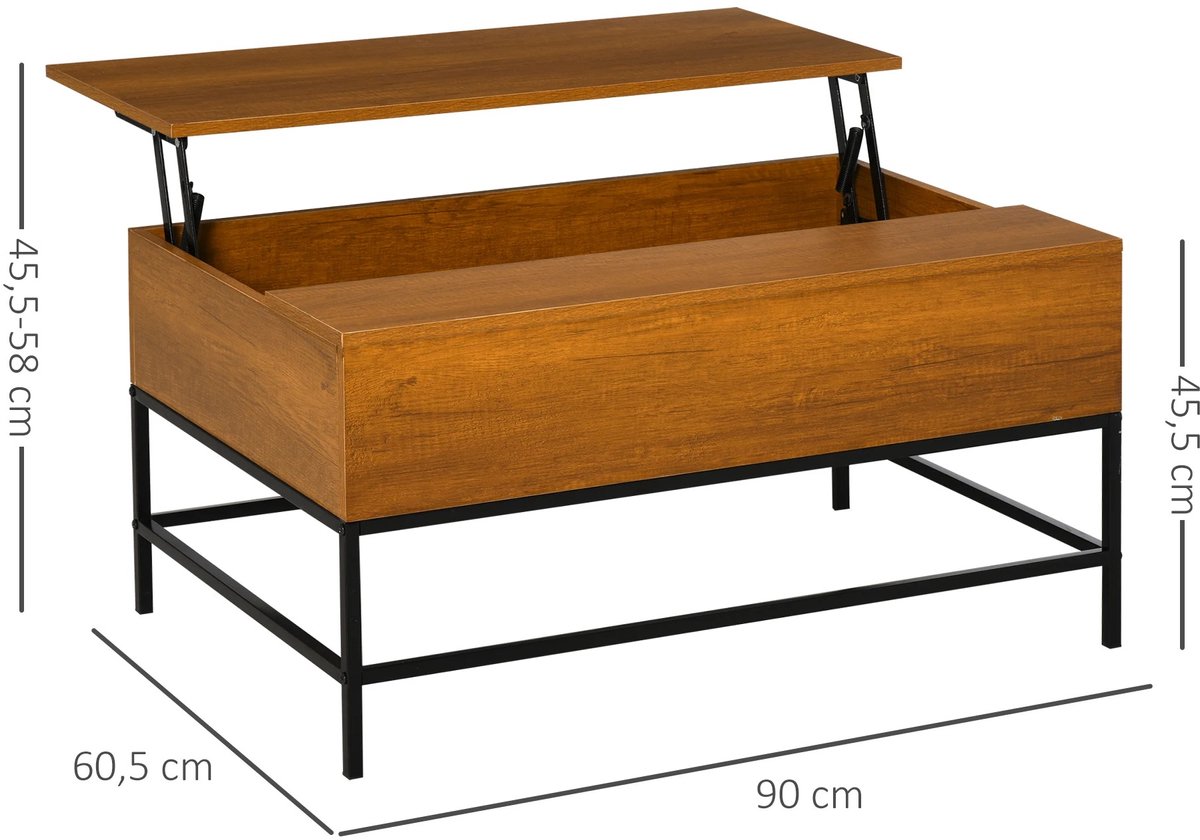 Homcom Salontafels - Salontafel - Salontafel Met Verborgen Opbergruimte - Bijzettafel - Tafel - Sidetable - Eettafel - Tafels - Woonkamer - Keukentafel - Salontafel Met Opbergruimte - Salon Tafel - Tafeltje - Woonkamer Tafel - Woonkamer Tafeltje Bruin