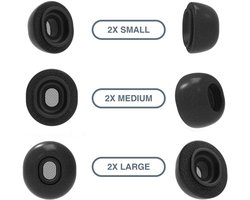 Foam eartips geschikt voor Airpods Pro (2) - zwart - 6× Mix (2×S + 2×M + 2×L) - zachte memory foam opzet oortjes - foamigo®
