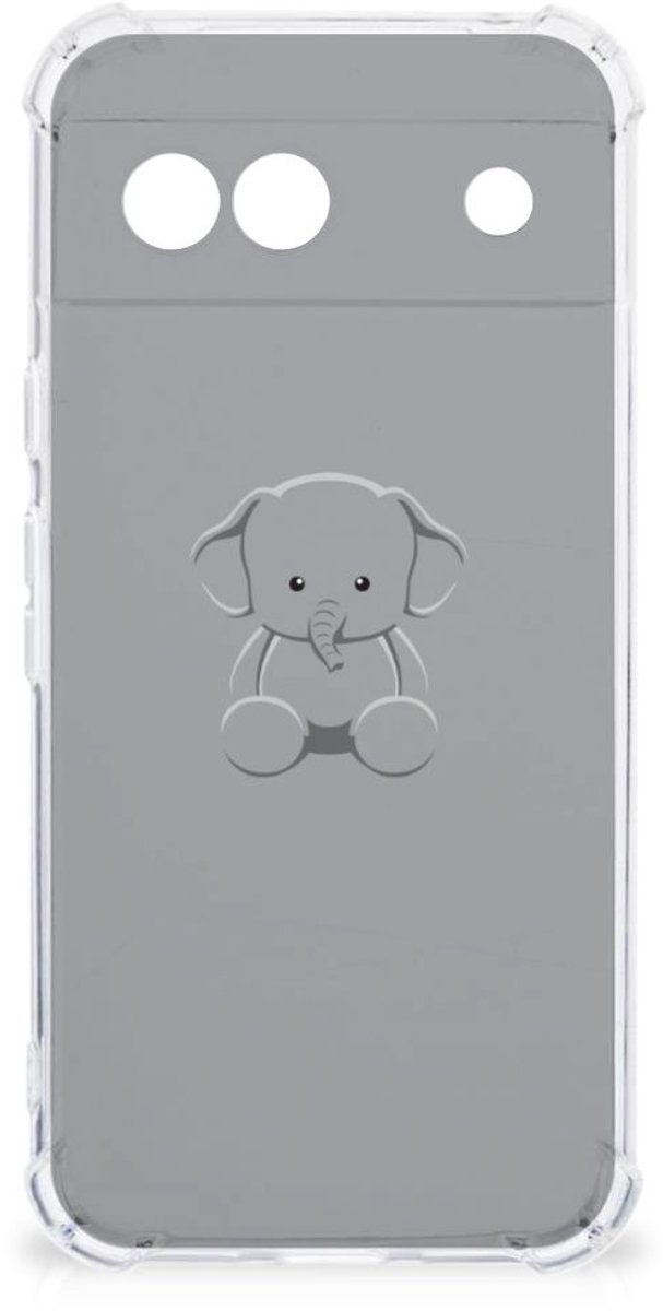 Google Pixel 8A Stevig Bumper Hoesje Grijs Baby Olifant