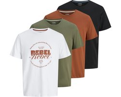 JJ REBEL - JREBGRAY TEE SS CREW NECK 4 PACK - Heren - T-shirts