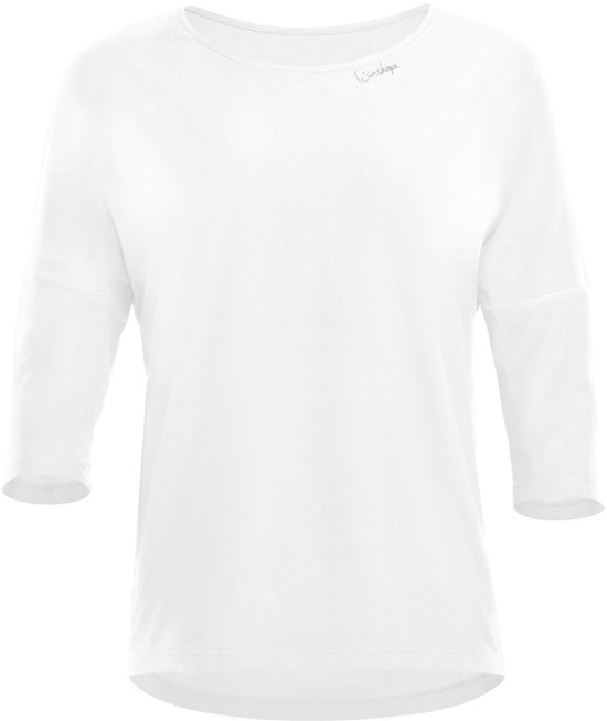Wit ¾-mouwen shirt met klein logo op de borst.