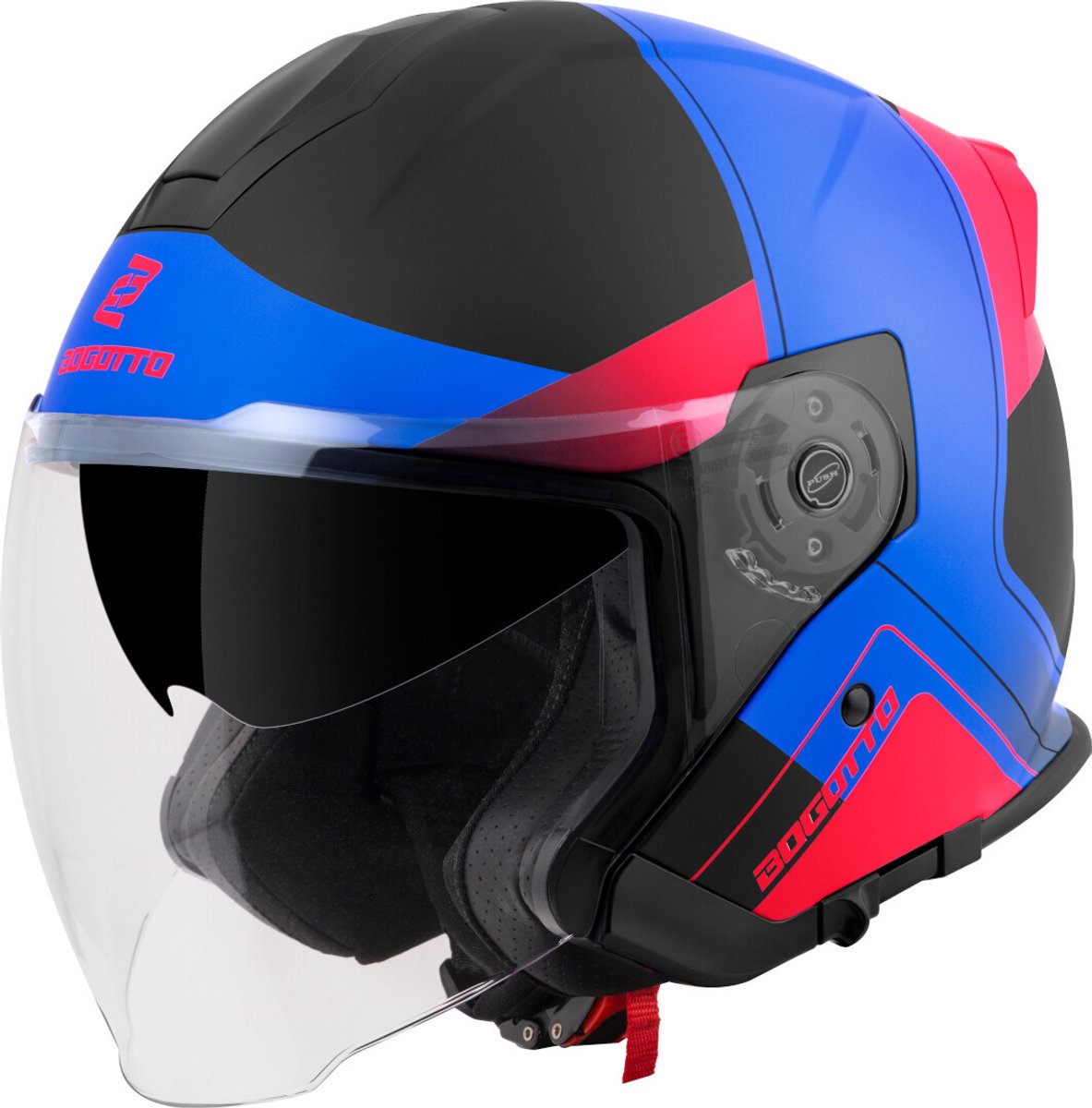 Bogotto H586 City-B Zwart Rood Blauw Jethelm - Maat XL - Helm