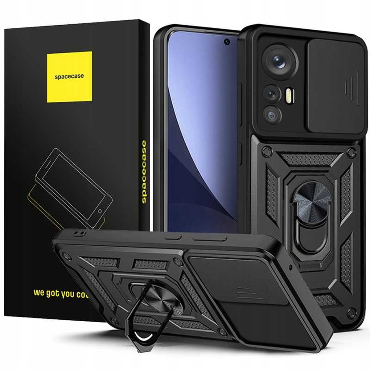 Spacecase Case Cover Voor Xiaomi 12 Pro Camring Zwart