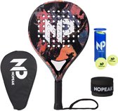 Padelracket NOPEAK Volcanic - Art Nature collection - Inclusief Padel tas, padel ballen en extra overgrip – 100% Carbon Padelracket