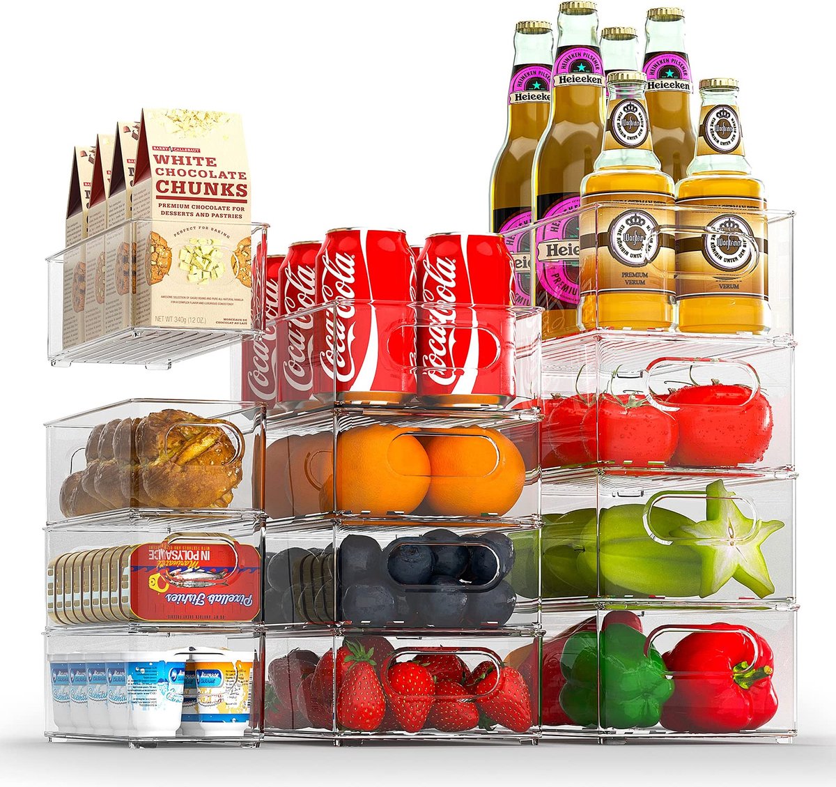 My Ninki ® 12-Delige Set Transparante Koelkast- en Keukenorganizers voor Optimale Opbergruimte en Gemak