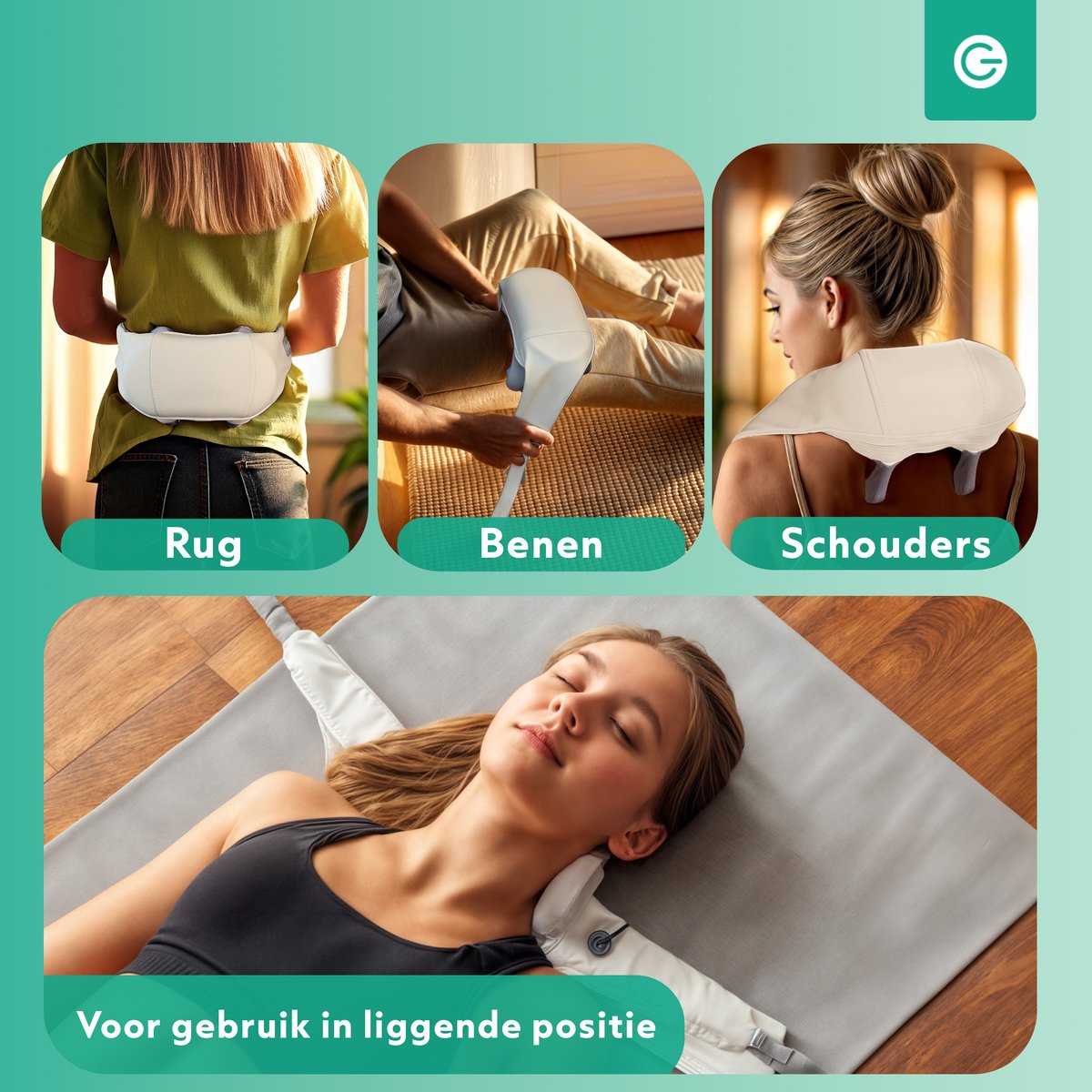 Massage Apparaat Rug en Nek Draadloos - Shiatsu - Nekmassage - Schouders - 25W - Wit - Silvergear thumbnail 4