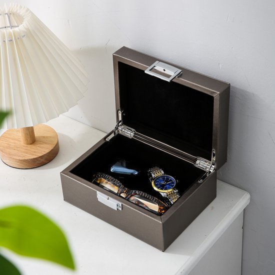 Collection Emilie - boîte de rangement - argent métallisé - boîte de rangement de luxe pour bijoux et accessoires - taille petite