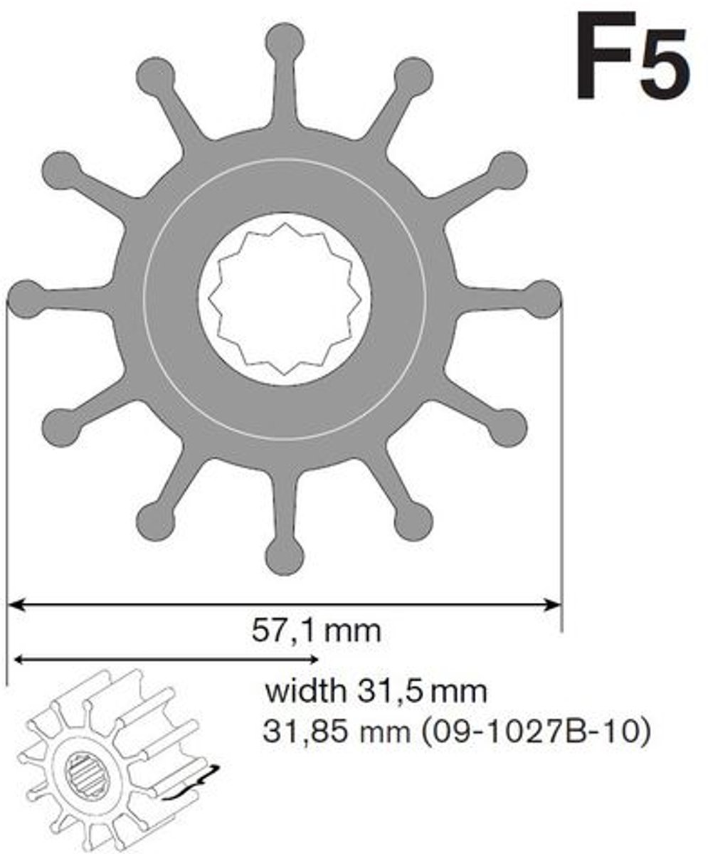 Johnson Pump F5 Nitril Pompwaaier Zilver