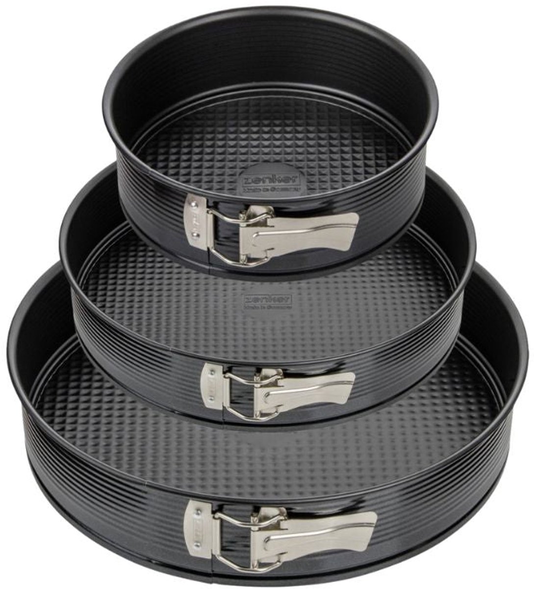 Set van 3 ronde springvormen van 20 cm, 24 cm en 28 cm Zenker Black Metallic