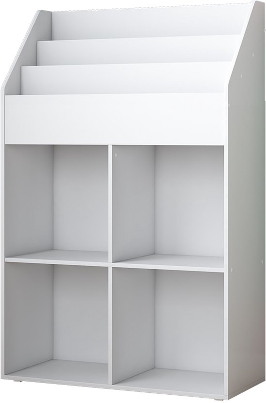 Bibliothèque pour enfants Vicco Conny - 72 x 111 cm avec 4 étagères pour boîtes pliantes Wit avec 4 étagères pour boîtes pliantes