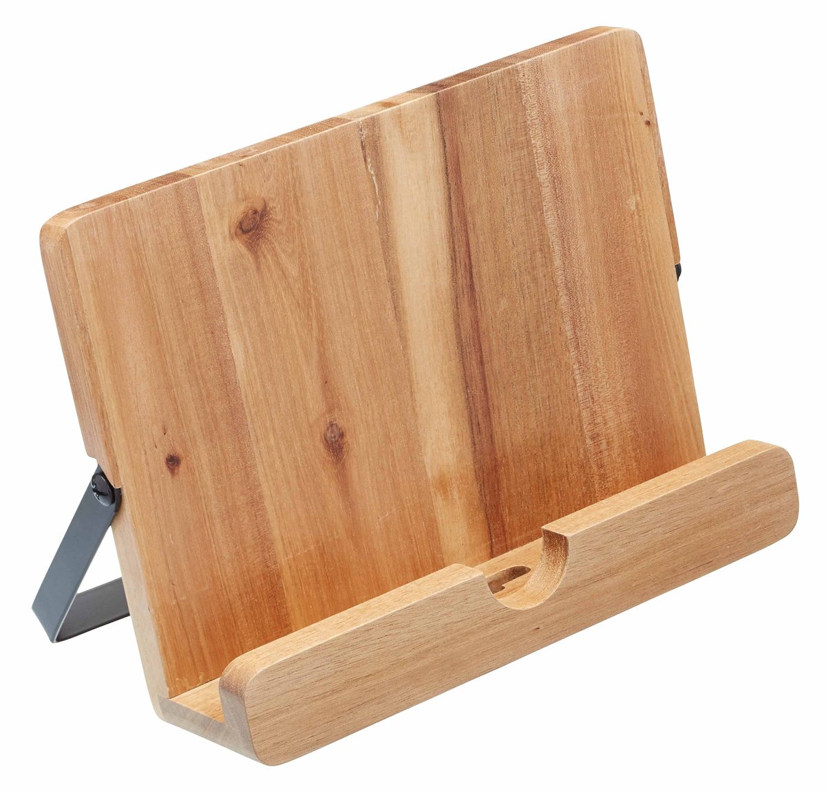 My Ninki ® Stijlvolle Acaciahouten Kookboek- en Tabletstandaard met Inklapbare Stalen Standaard