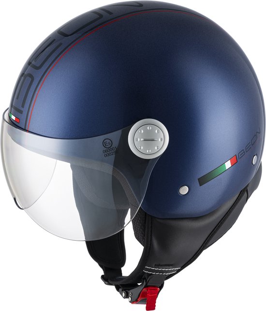 BEON Design Scooterhelm - Metallic Blauw - L - Jethelm met Vizier - Motorhelm - Geschikt voor Vespa, Scooter, Brommer, Motor en Snorfiets