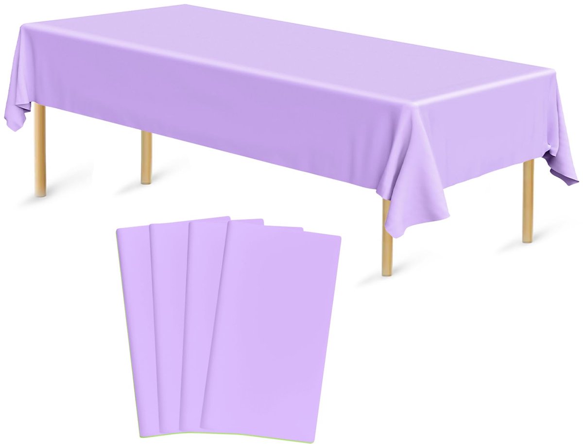 My Ninki ® Feestelijke Lavendelkleurige Kunststof Tafelkleden voor Diverse Gelegenheden - Set van 4 Stuks