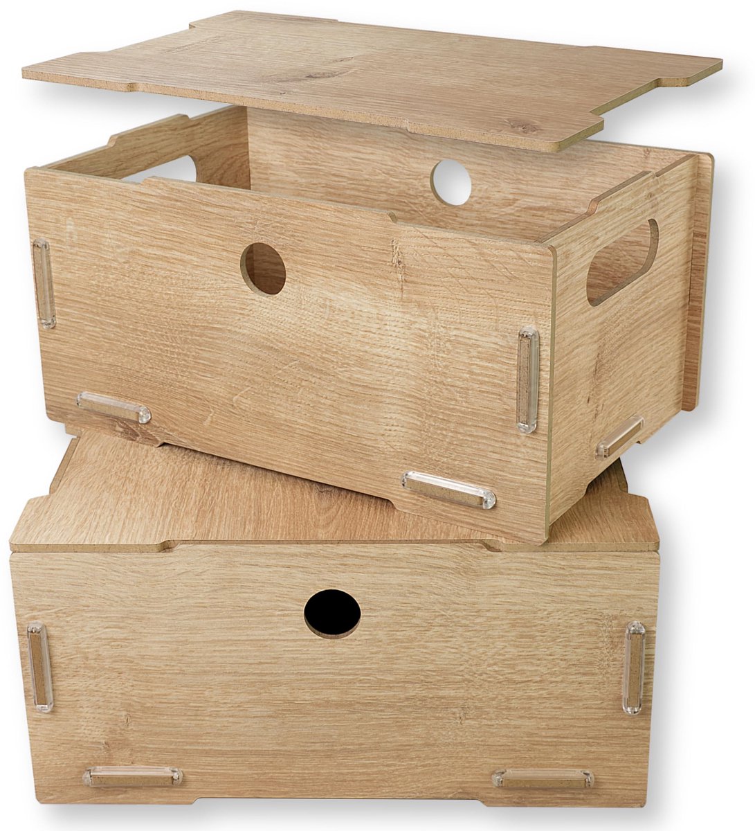 My Ninki ® Multifunctionele Stapelbare Opbergboxen Met Deksel Voor Kinderen En Volwassenen - Set Van 2