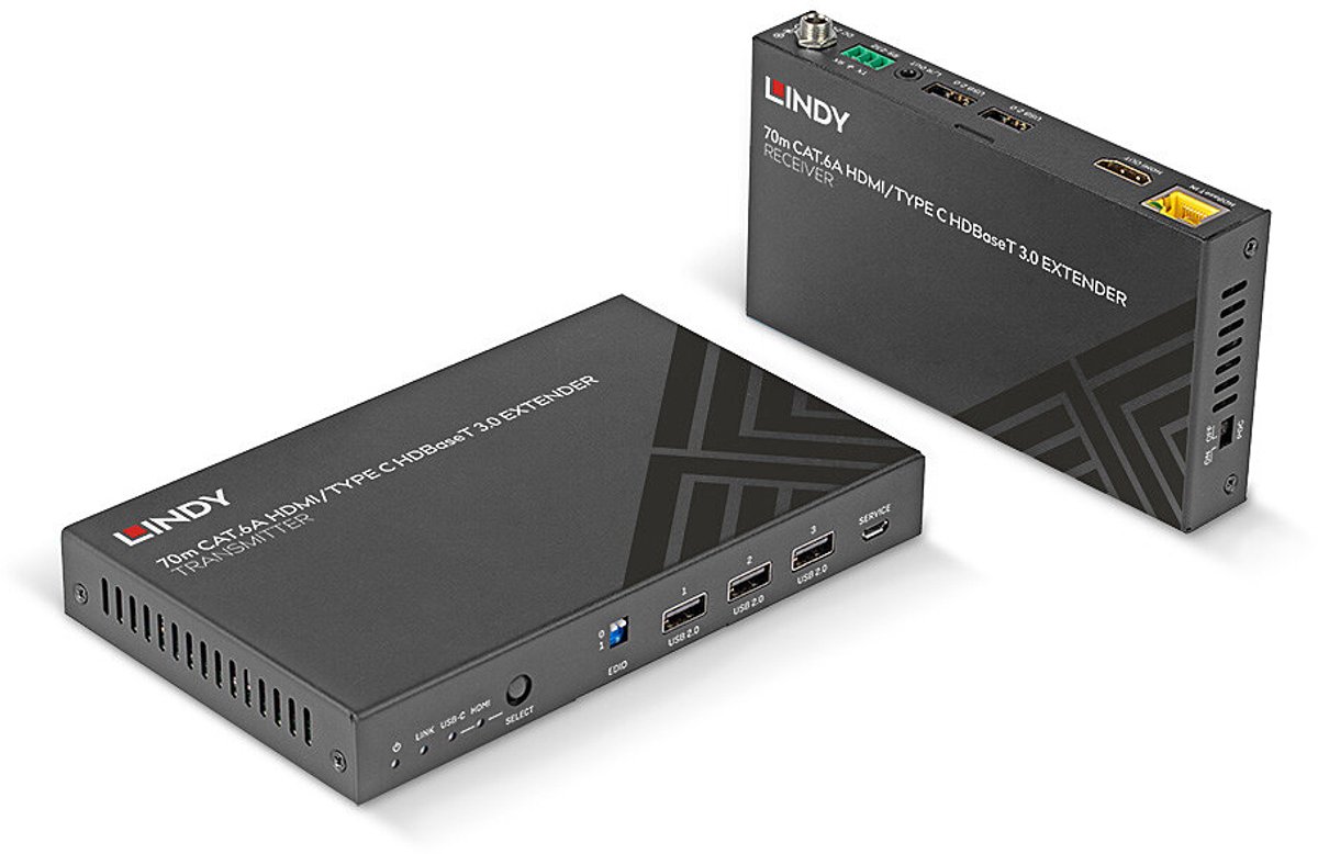 Lindy 38346 audio/video extender AV-zender & ontvanger Zwart