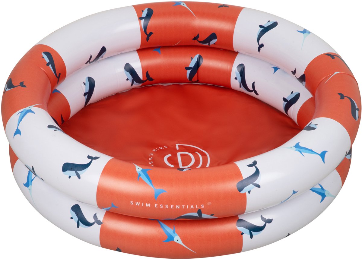 Swim Essentials Babyzwembadje Opblaasbaar - Zwembad Baby - Rood/Wit Walvis - Ø 60 cm