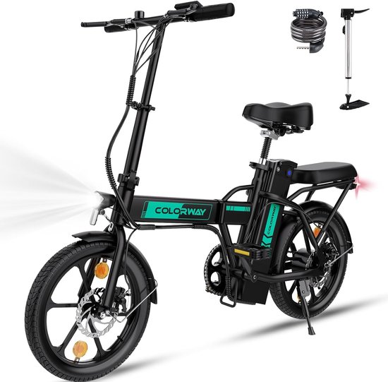Colorway Elektrische Fiets BK5 - 16 Inch City Commuter EBike met Afneembare 36V 8.4Ah Lithium Batterij - Opvouwbaar E-Bike met 250W Motor - IP54 Waterproof