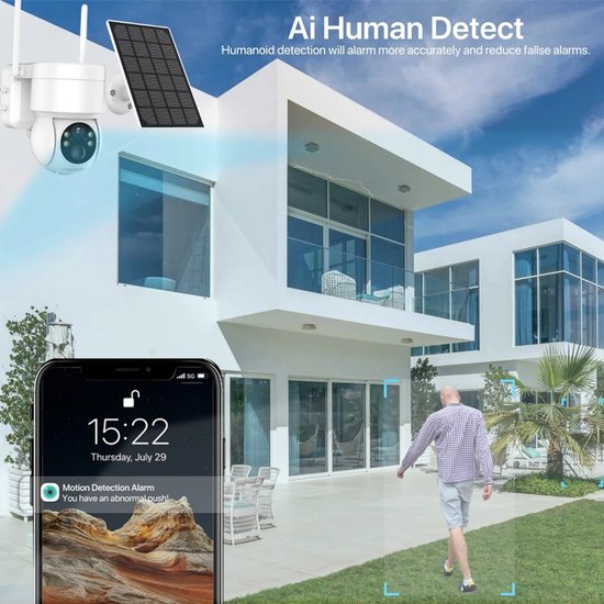 Rumi Buiten camera - Beveiligingscamera - Met nachtzicht - 4MP - Met wifi en app - Zwart - Muur & Dakbevestiging - PTZ functie voor Panoramisch zicht en Zoommogelijkheden van Rumi — afbeelding 2