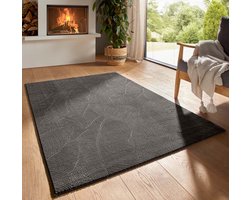 Zacht vloerkleed - Fuzz Leaf antraciet 60x120