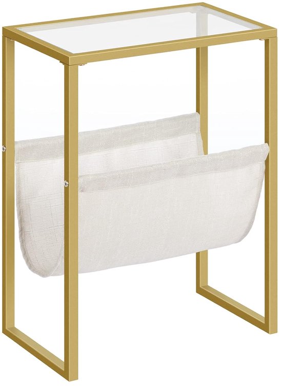 HOOBRO Bijzettafel C-vormig, set van 2, gouden bijzettafel, gehard