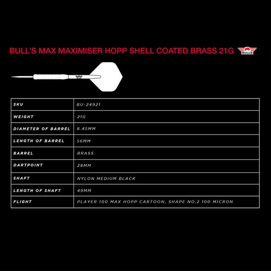 Max Hopp Maximiser Brass - Dartpijlen van Bull's — afbeelding 4