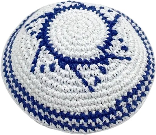 Livano Joodse Hoed - Keppeltje - Joods - Kippah - Jodendom - Wit/Blauw