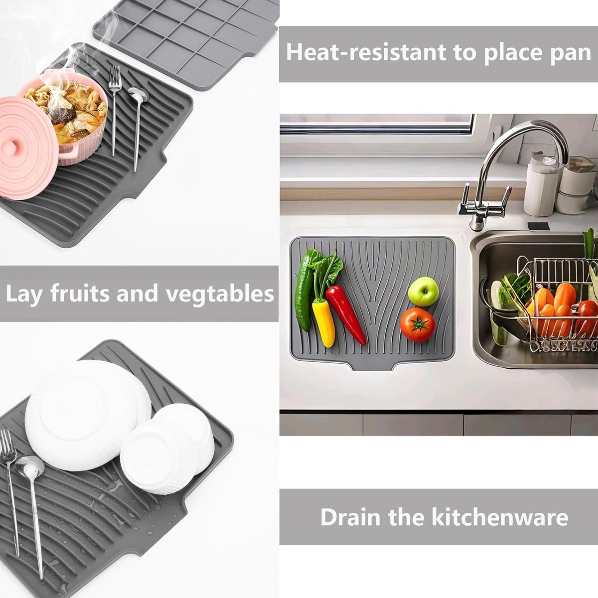 Tapis D'égouttoir à Vaisselle, 40 X 30 Cm, Absorbant, Auto-séchant